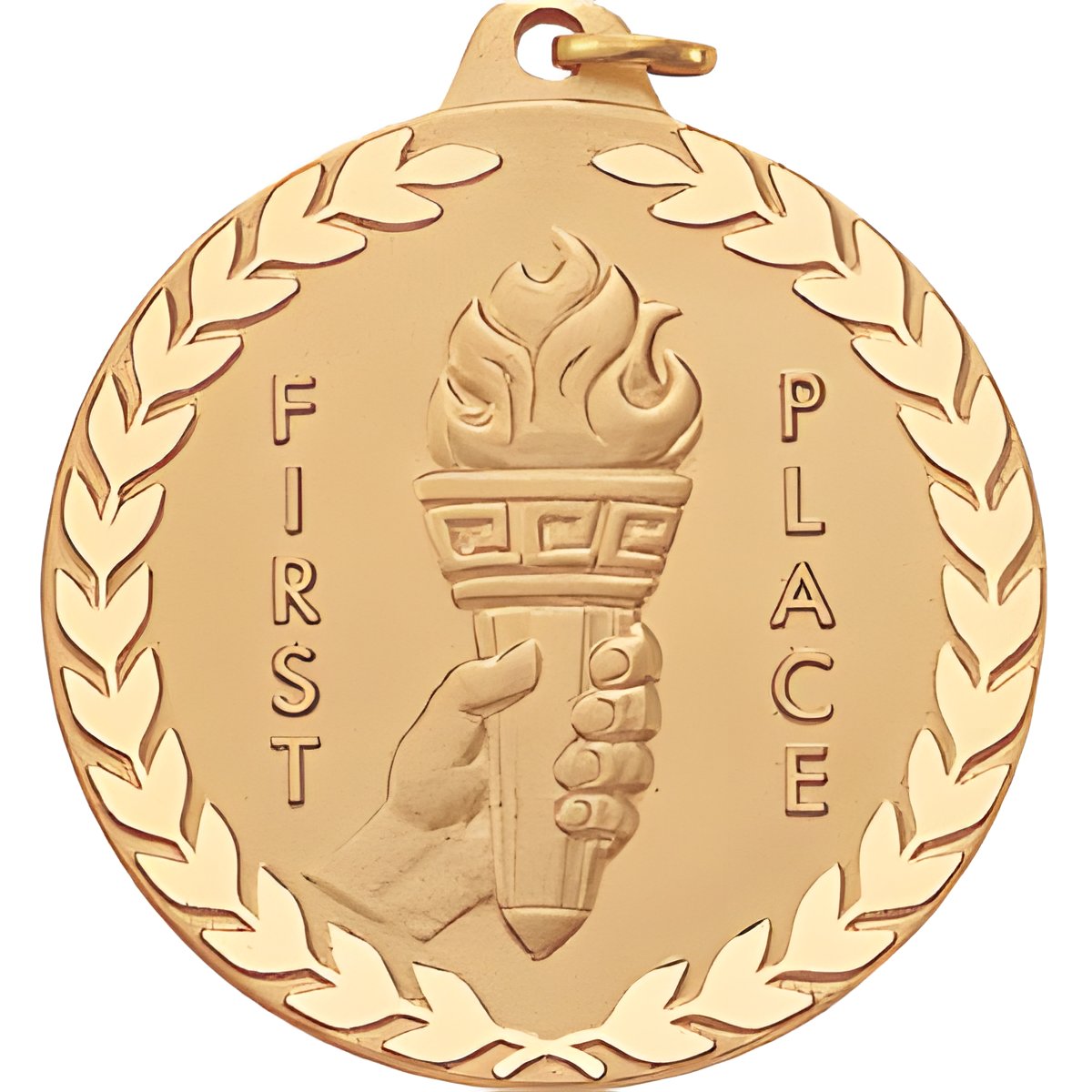 1st, 2nd 3rd Place with Torch - 2 Inch Diamond Cut Edge Medal with Ribbon
