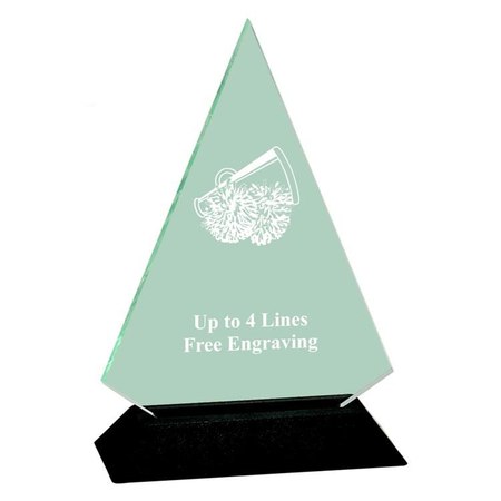 Acrylic Triangle Cheer & Megaphone Award With Black Base