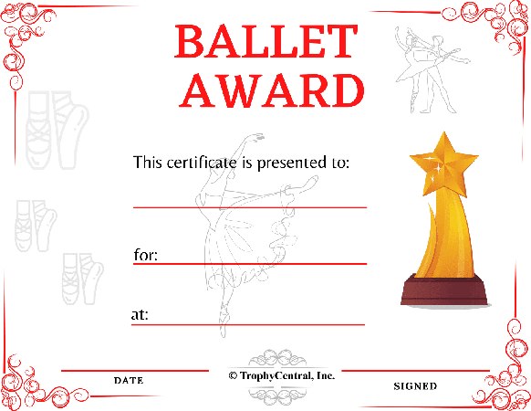 Ballet Award Certificate - Free Template