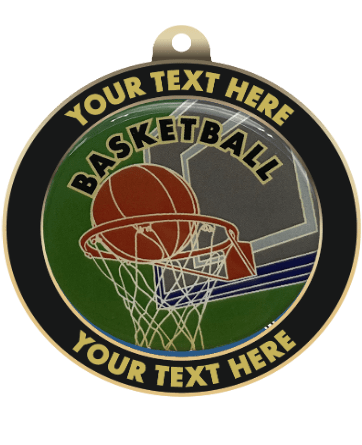 Basketball Insert Medal with Personalized Rim