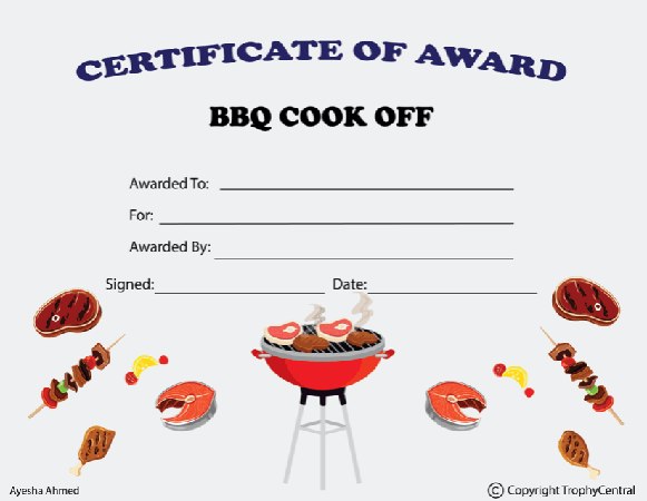 BBQ Cook-Off Award Certificate - Free Template