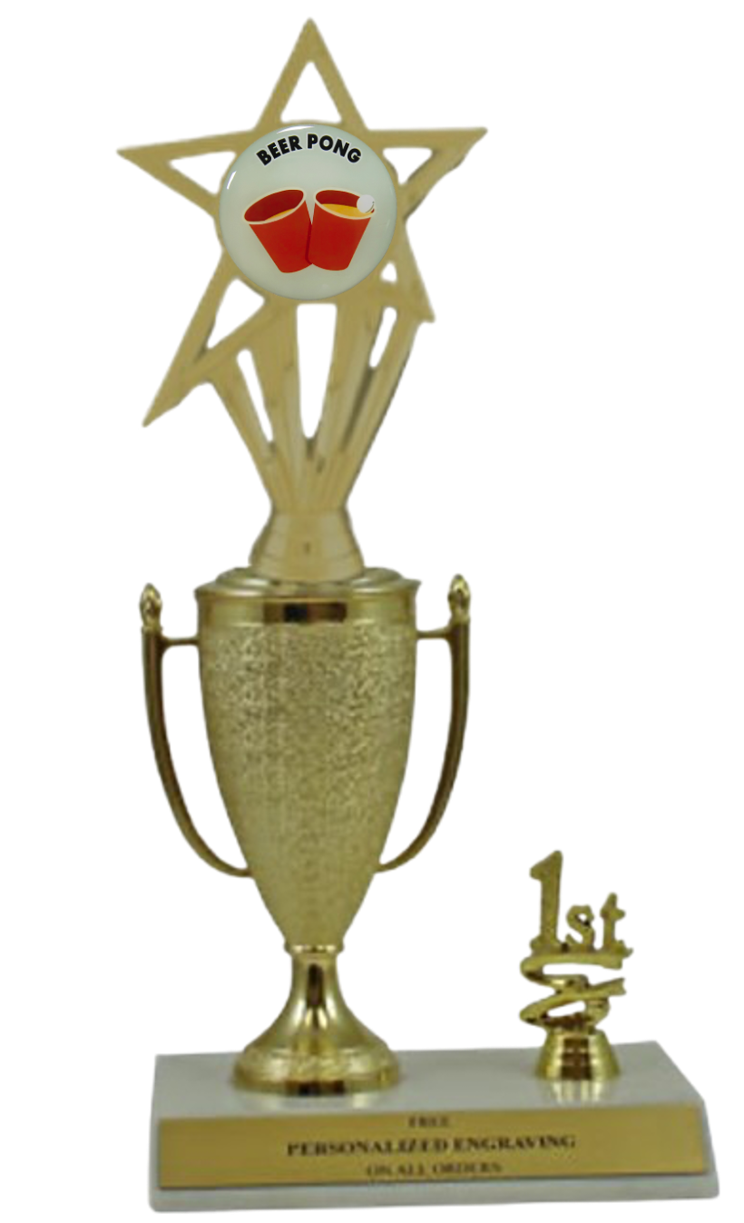 Beer Pong 1st, 2nd and 3rd Place Award Cup Trophy with Insert