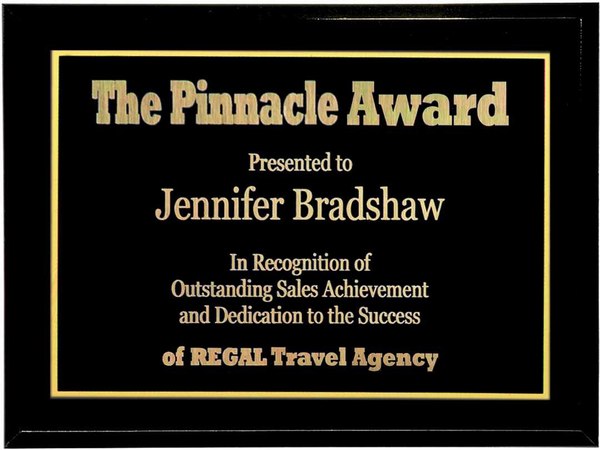 12" x 9" Black Award Plaque
