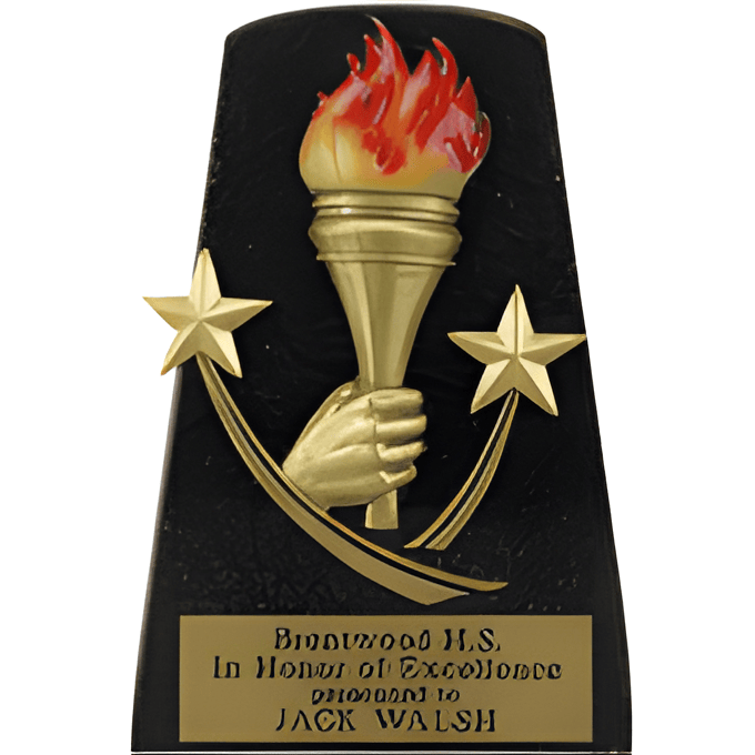 Black Stone Resin Star & Torch Trophy
