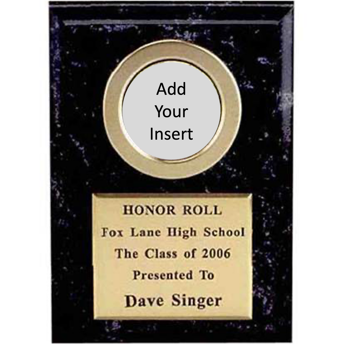 5"x7" Black Marbleized Insert Plaque