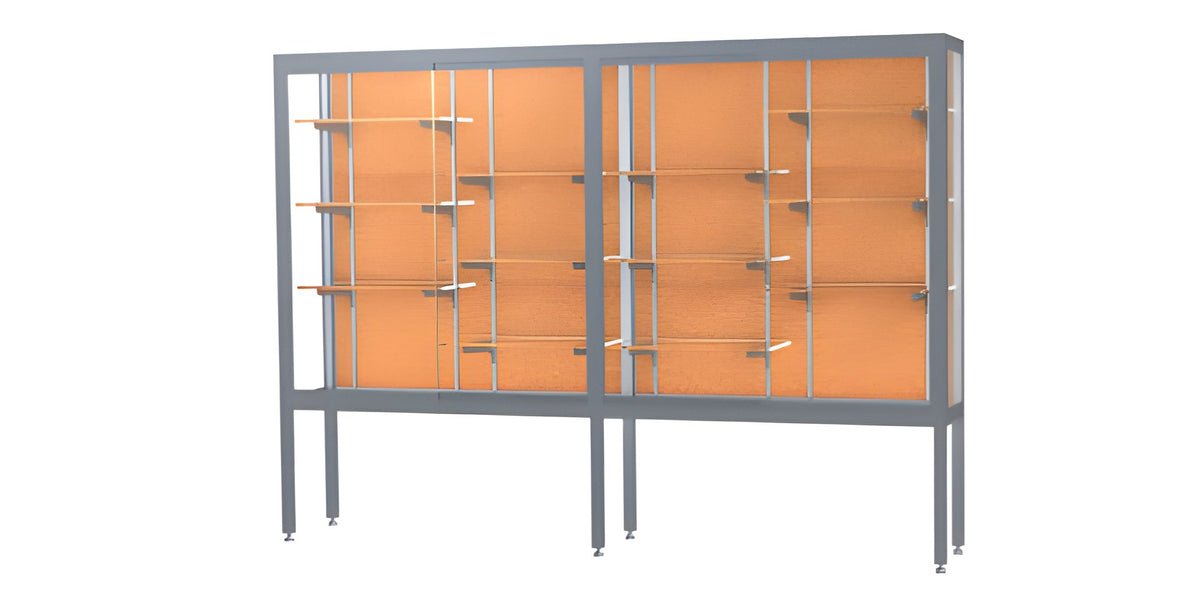 Challenger Aluminum Display Case, Cork Back w/ Satin Natural aluminum frame finish, 66"H x 96"W x 16"D