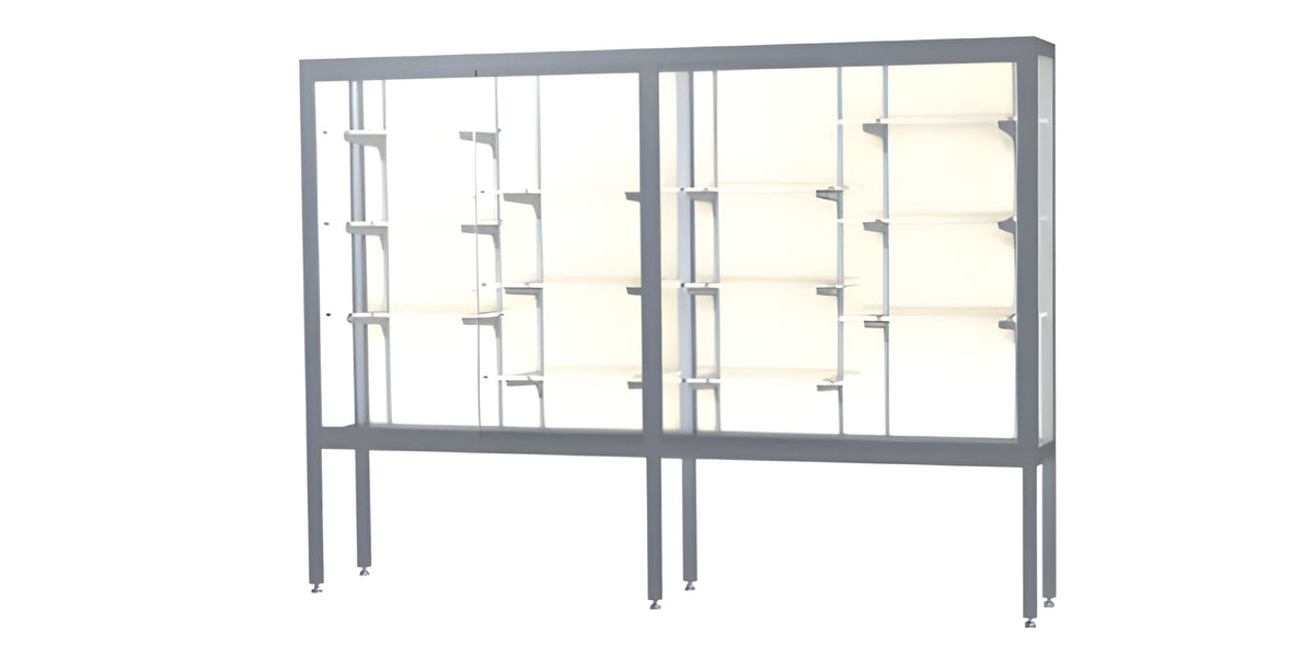 Challenger Aluminum Display Case, Plaque Fabric Back w/ Satin Natural aluminum frame finish, 66"H x 96"W x 16"D