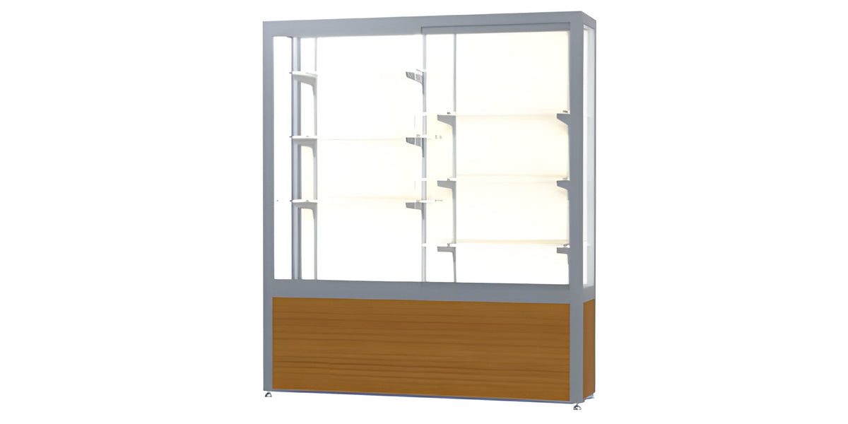 Challenger Light Oak Vinyl Display Case, Plaque Fabric Back w/ Satin Natural aluminum frame finish, 66"H x 60"W x 16"D