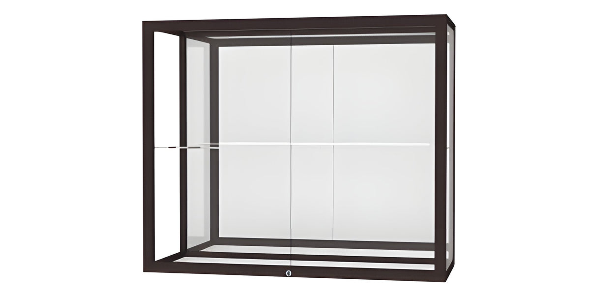 Champion Wall-Mounted Display Case w/ Mirror Back and Dark Bronze Aluminum Frame, 1 Shelf, 30"H x 36"W x 14"D