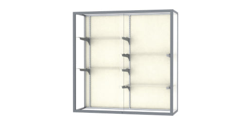 Champion Wall-Mounted Display Case w/ Plaque Fabric Back and Satin Natural Aluminum Frame, 48"H x 48"W x 16"D