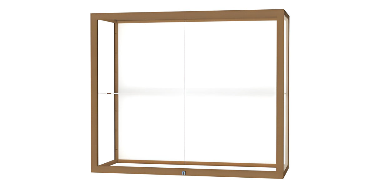 Champion Wall-Mounted Display Case w/ White Laminate Back and Champagne Aluminum Frame, 1 Shelf, 30"H x 36"W x 14"D