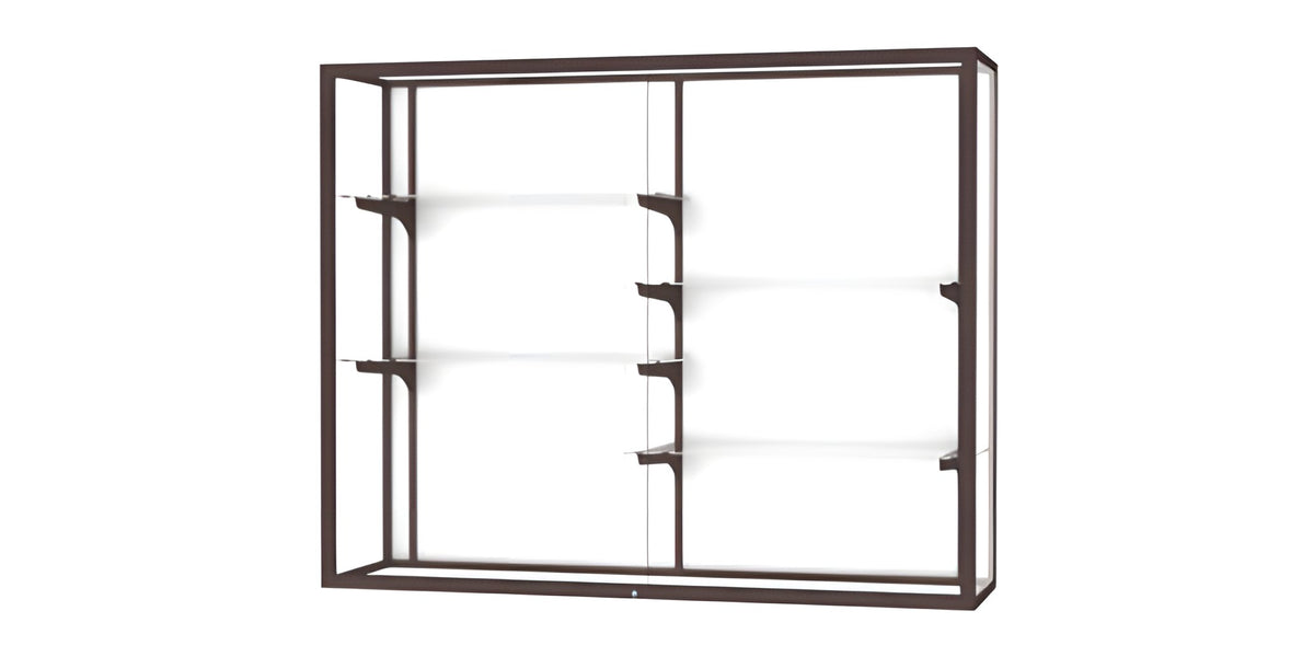 Champion Wall-Mounted Display Case w/ White Laminate Back and Dark Bronze Aluminum Frame, 48"H x 60"W x 16"D