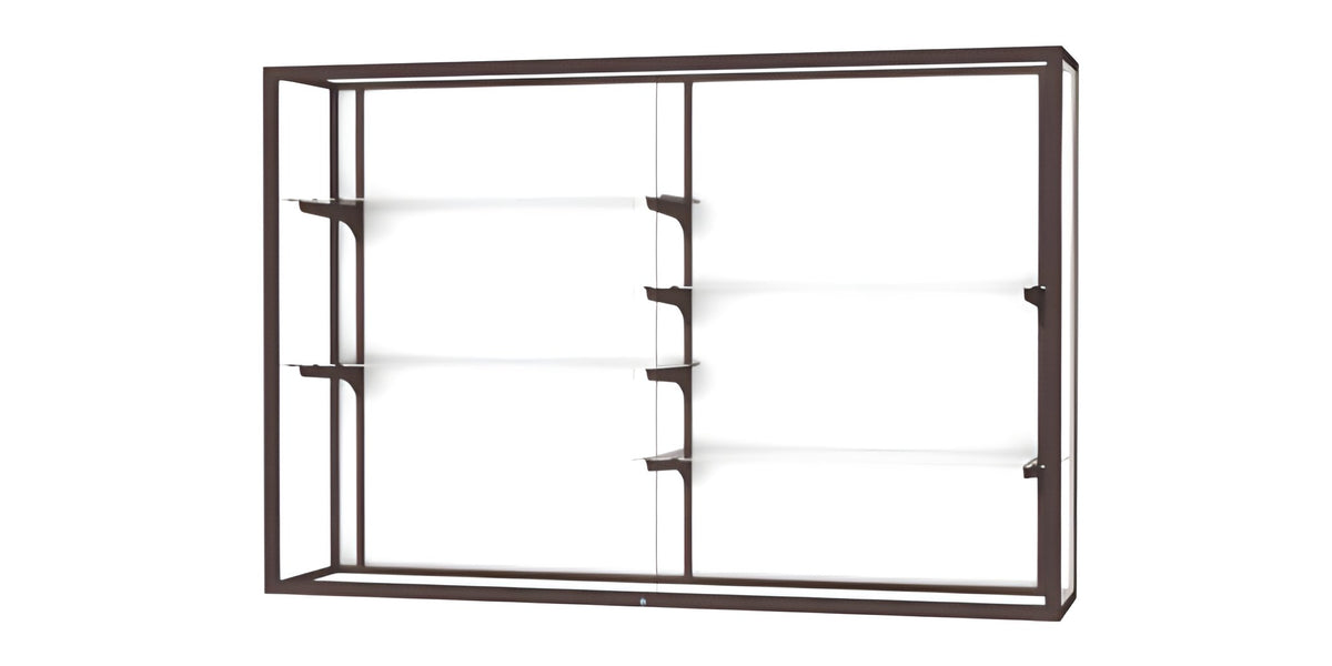 Champion Wall-Mounted Display Case w/ White Laminate Back and Dark Bronze Aluminum Frame, 48"H x 72"W x 16"D
