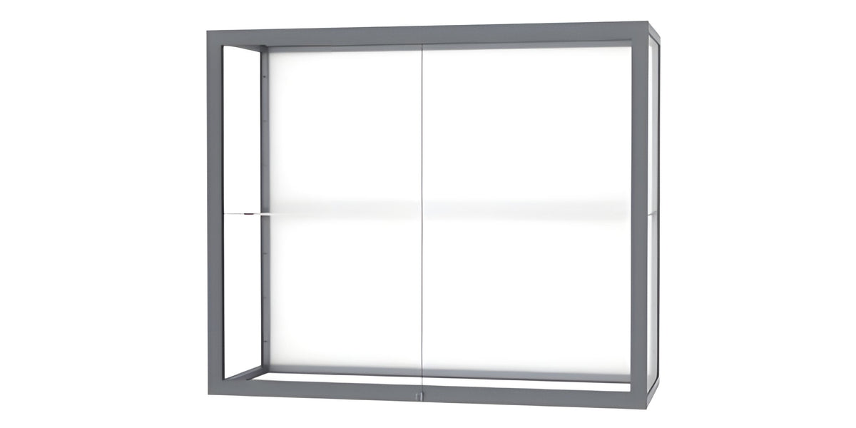 Champion Wall-Mounted Display Case w/ White Laminate Back and Satin Natural Aluminum Frame, 1 Shelf, 30"H x 36"W x 14"D