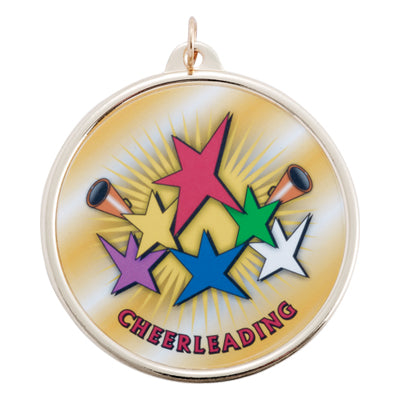 Color Cheer Medal with Stars (2 3/16 Inch) - Cheerleading (Stars)