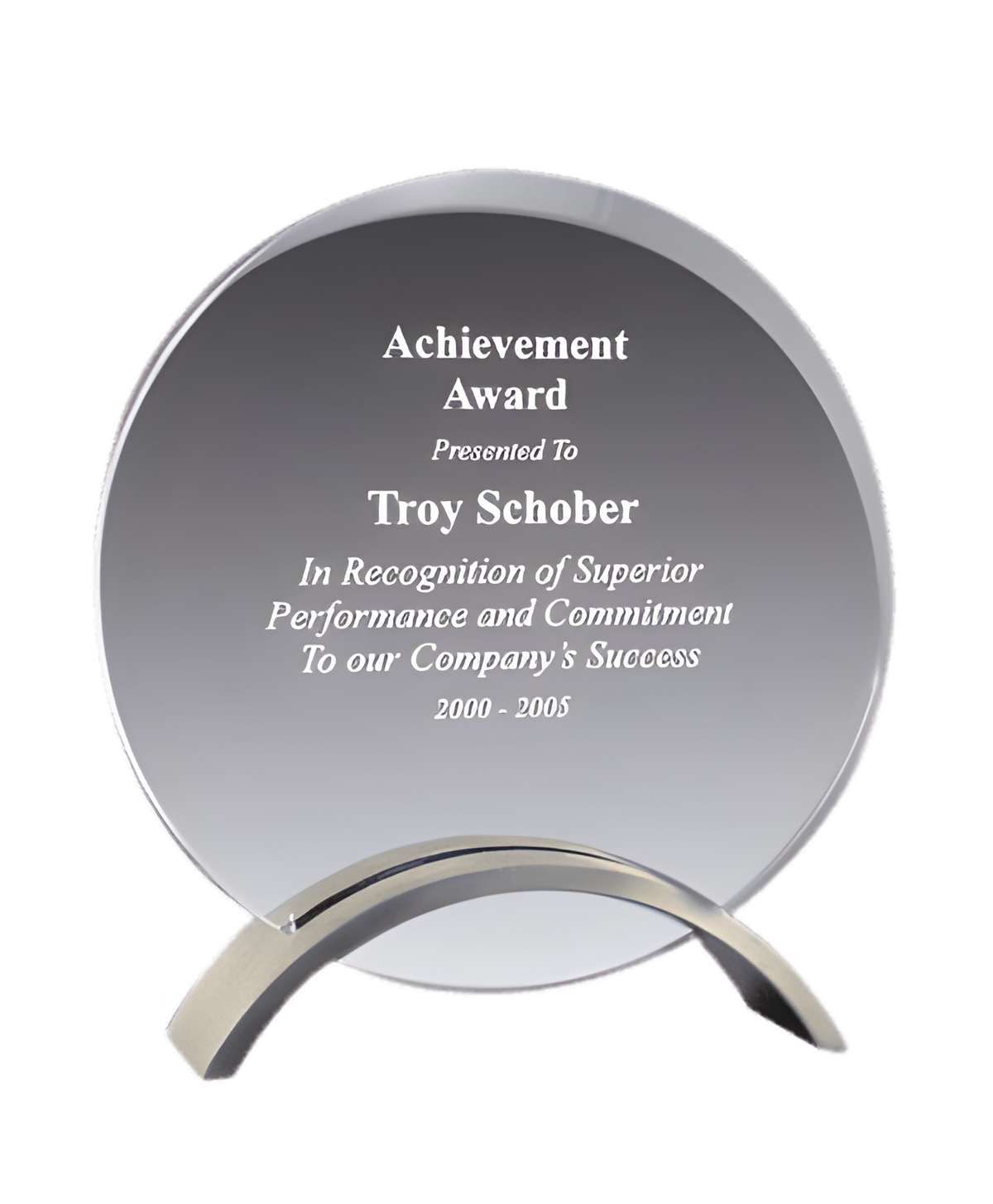 Circle-Shaped Acrylic Award with Pewter Finish Base
