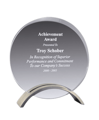 Circle-Shaped Acrylic Award with Pewter Finish Base