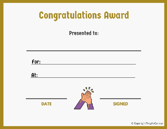 Congratulations Certificate - Free Template
