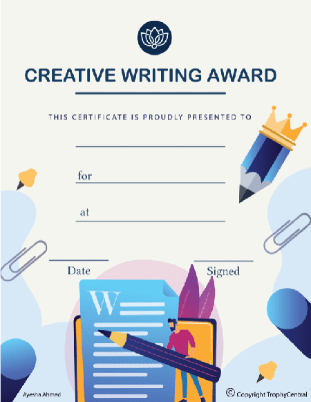 Creative Writing Award Certificate - Free Template