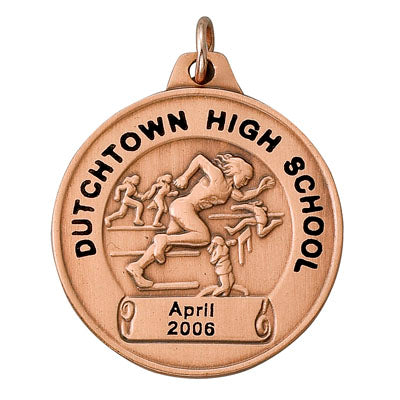 1 1/2" Girls Bronze Personalized Track Medal