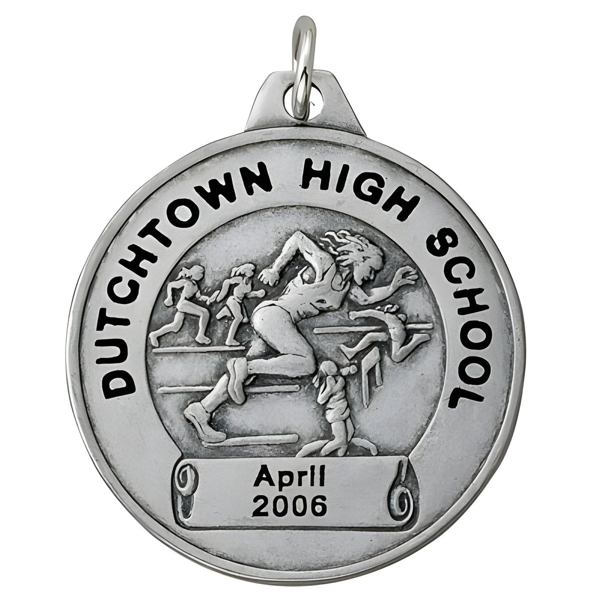 1 1/2" Girls Track Silver Personalized Medal