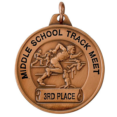 Boy's Bronze Track Medal with Front Imprint