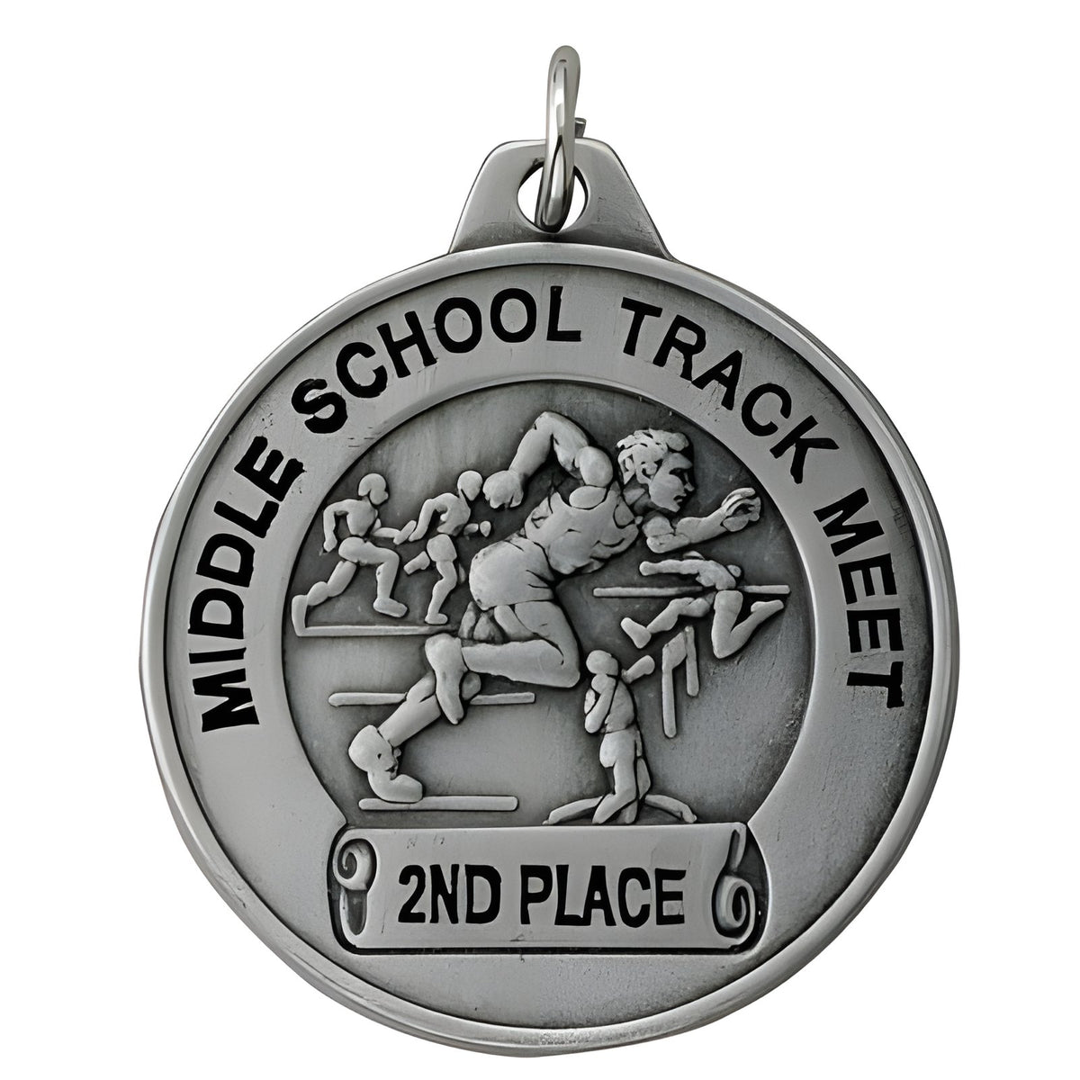 1 1/2" Boy's Silver Personalized Track Medal