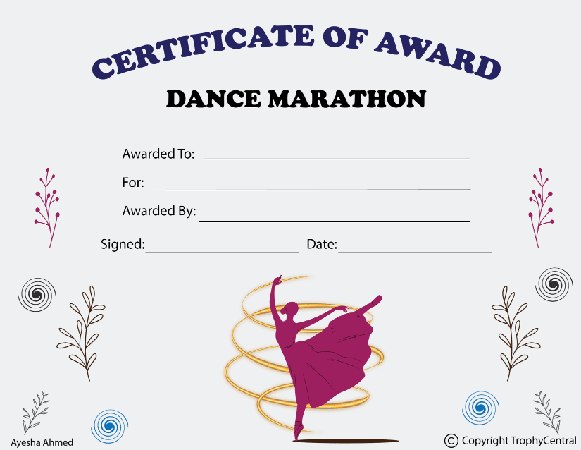 Dance Marathon Award Certificate - Free Template