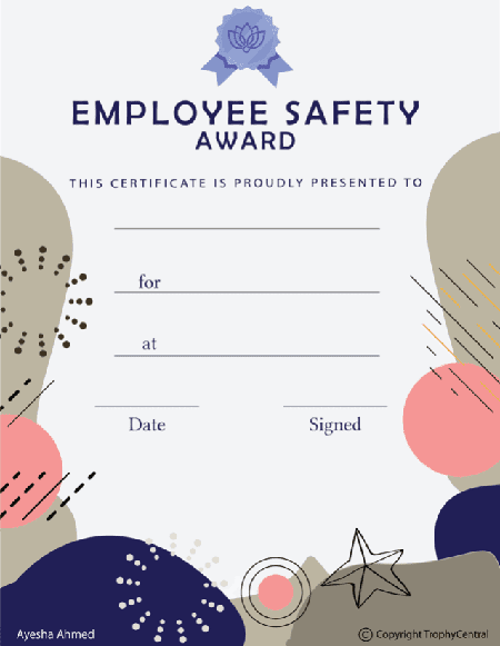 Employee Safety Award Certificate - Free Template