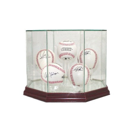 Five Baseball Glass Display Case