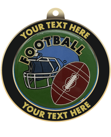 Football Insert Medal with Personalized Rim