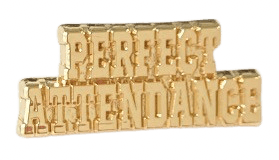 Perfect Attendance Gold Enamel Lapel Pin