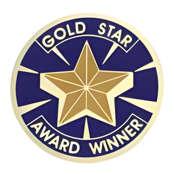 Gold Star Award Medal Insert (Etched)