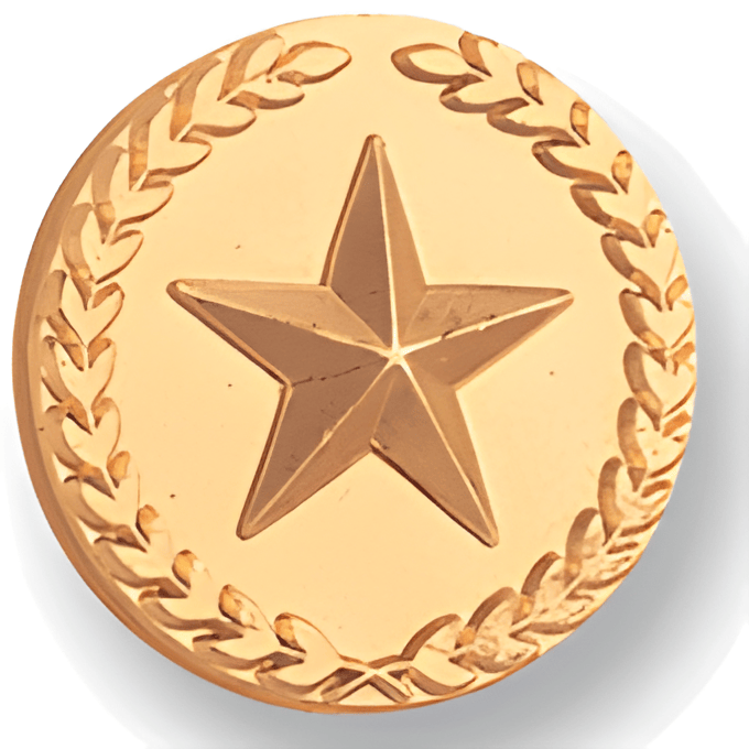 Gold Star With Wreath - 7/8 Inch