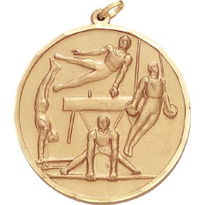 Boys Gymnastics - 2 Inch Diamond Cut Edge Medal with Ribbon