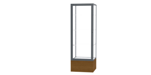 Keepsake Light Oak Vinyl Floor Display Case w/ Clear Glass back and Satin Natural Aluminum Frame, 72"H x 24"W x 24"D