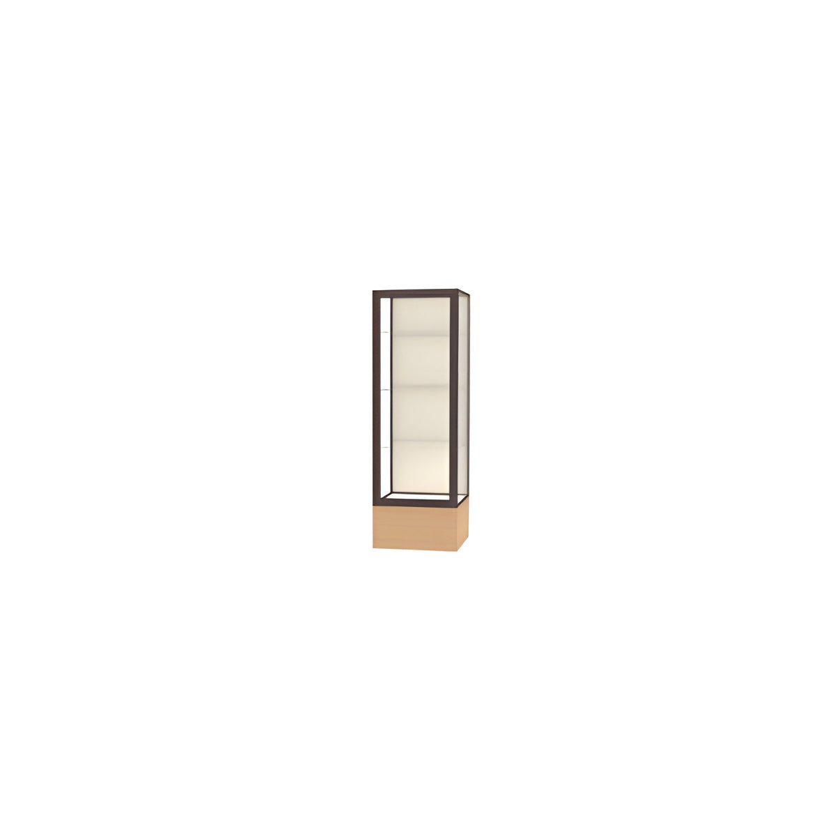 Keepsake Natural Oak Floor Display Case w/ Plaque Fabric back and Dark Bronze Aluminum Frame, 72"H x 24"W x 24"D