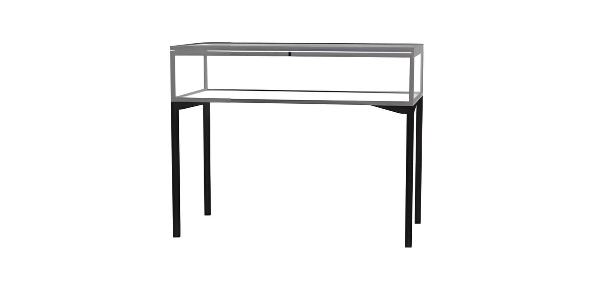 Keepsake Tabletop Display Case, w/ Hinged Top Door and Satin Natural Aluminum Frame, 10"H x 48"W x 24"D, Total Height 38"H