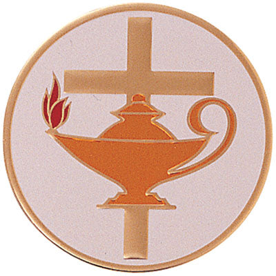 Lamp Of Learning With Cross Medal Insert (Etched)