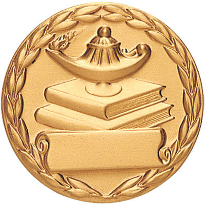 Lamp Of Learning With Scroll Litho Medal Insert