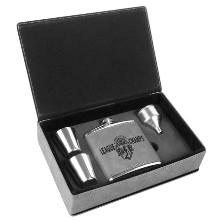Leatherette Flask Gift Box Set