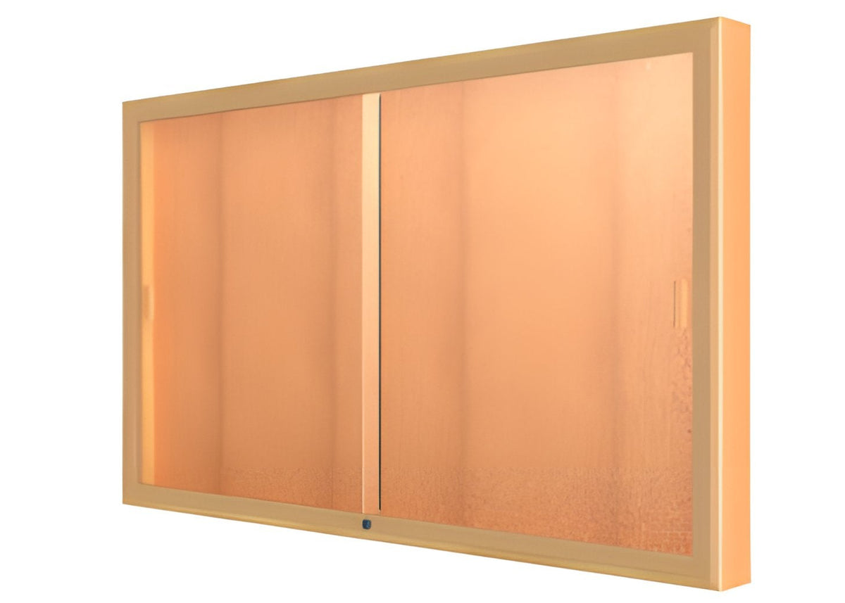 Legacy Bulletin Board Wall Case w/ Cork Back and Champagne Aluminum Frame, 36"H x 60"W x 4"D