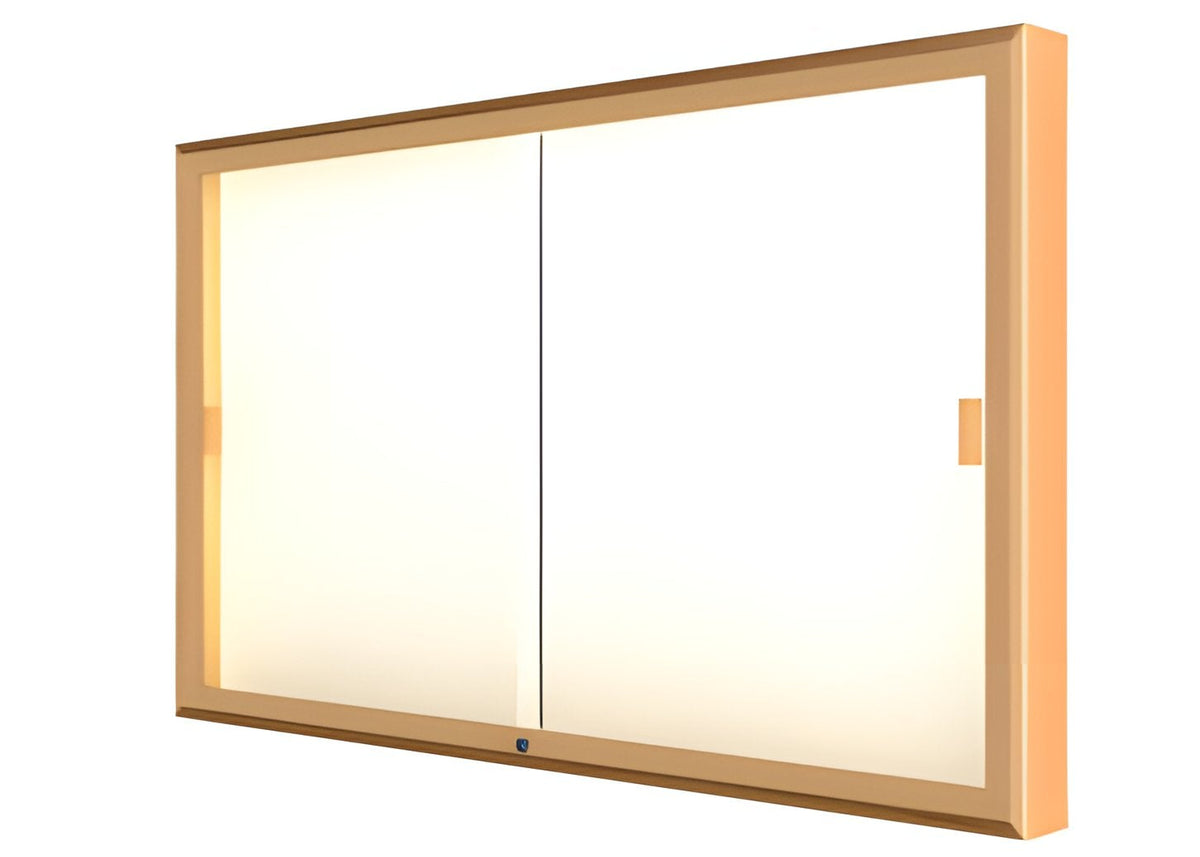 Legacy Bulletin Board Wall Case w/ Plaque Fabric Back and Champagne Aluminum Frame, 36"H x 60"W x 4"D