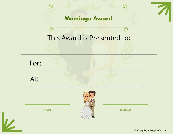 Marriage Award Certificate - Free Template