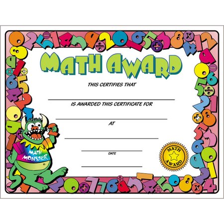 Math Certificate Award