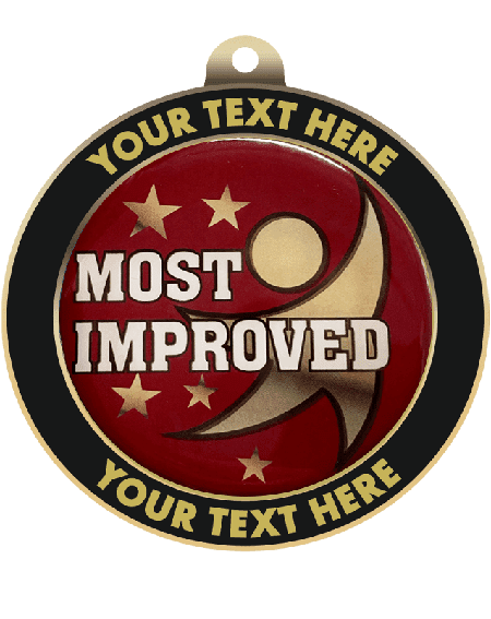 Most Improved Insert Medal with Personalized Rim