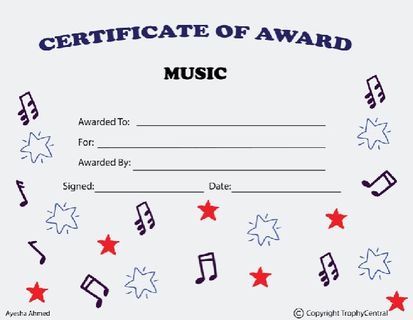 Music Award Certificate - Free Template