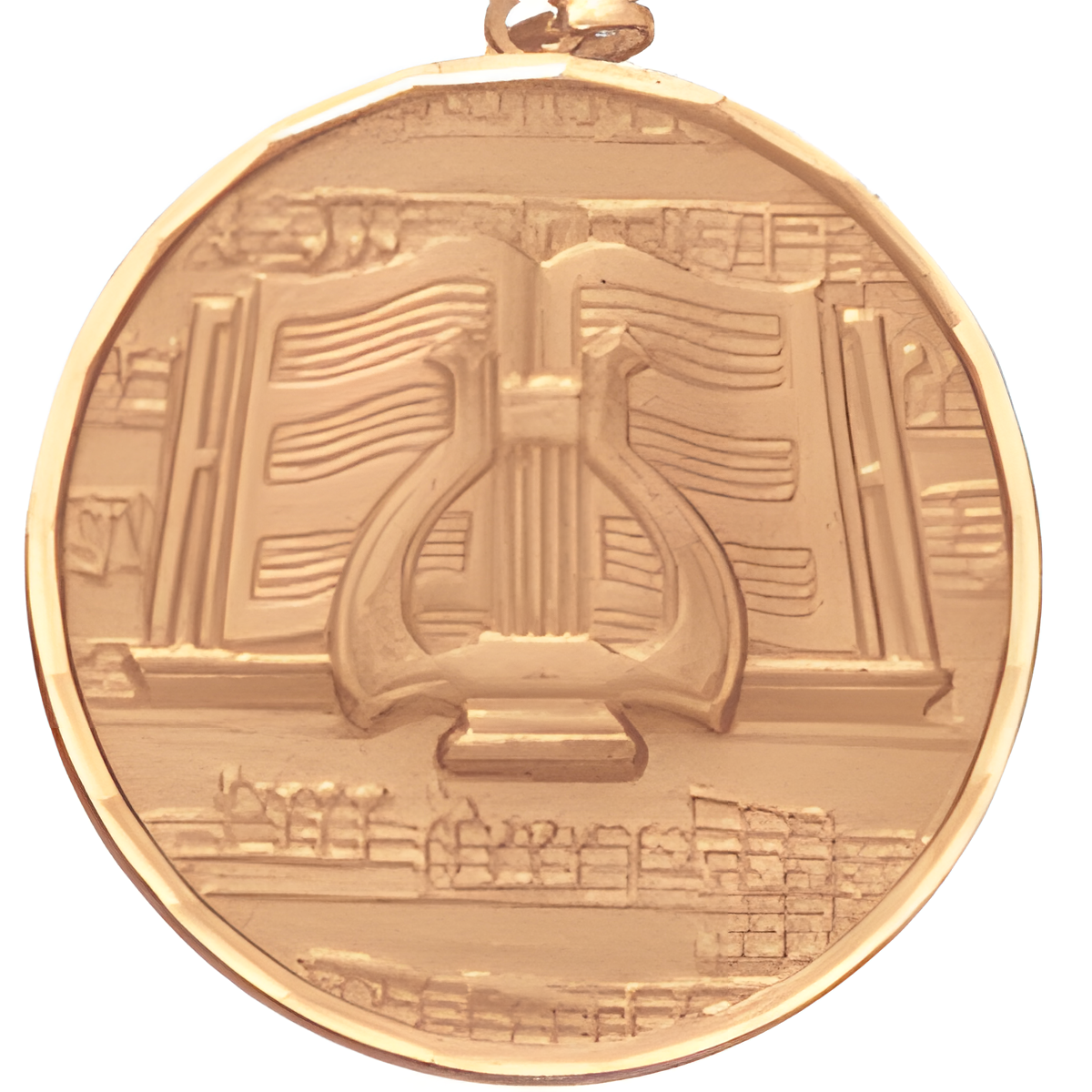 2" Diamond Cut Edge Music Medal with Ribbon