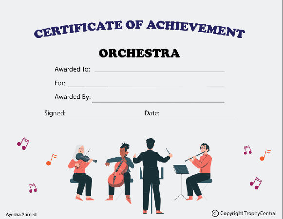 Orchestra Award Certificate - Free Template - Design 1