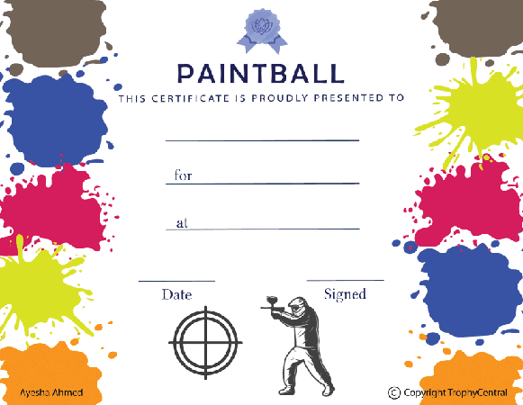 Paintball Award Certificate - Free Template